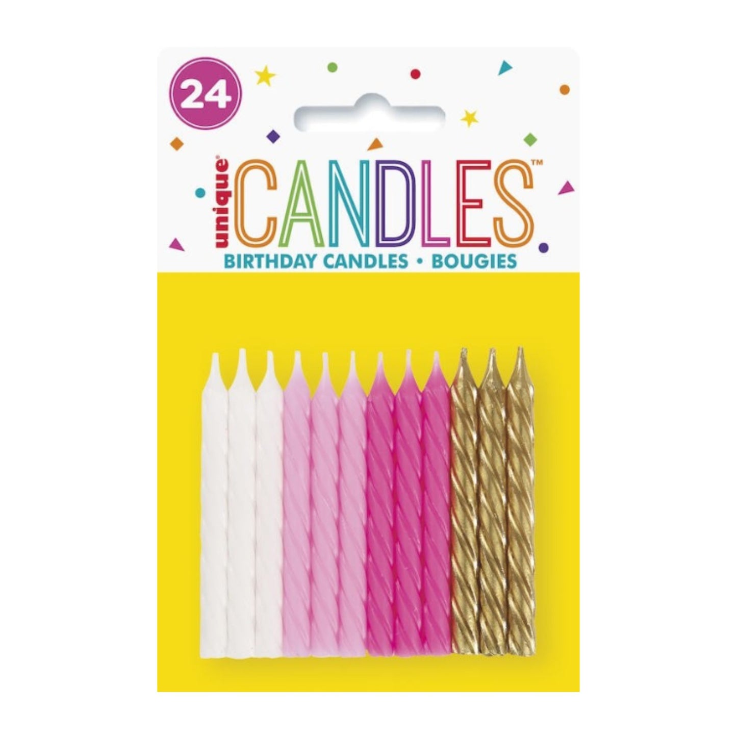 Pink White & Gold Spiral Candles