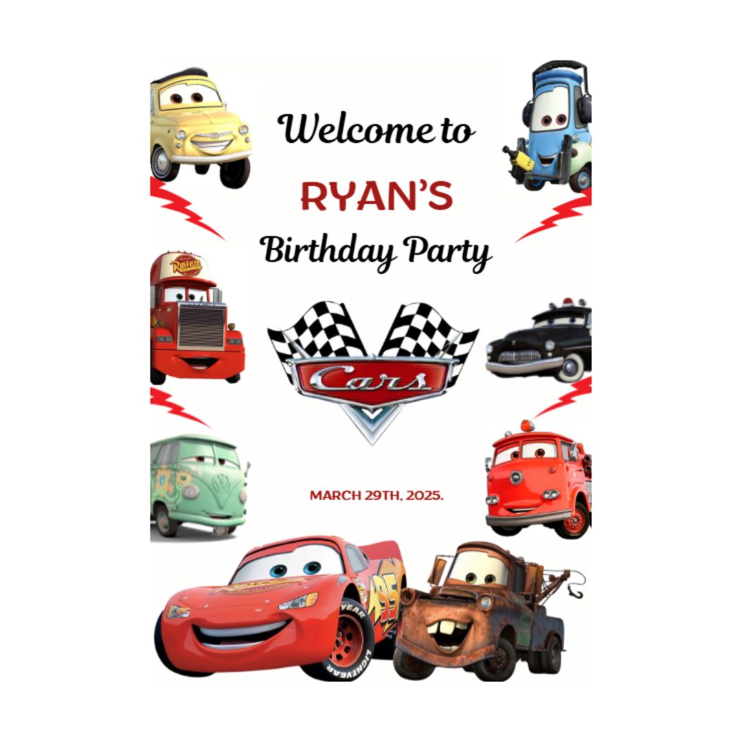 Racing Cars Birthday Party Welcome Sign