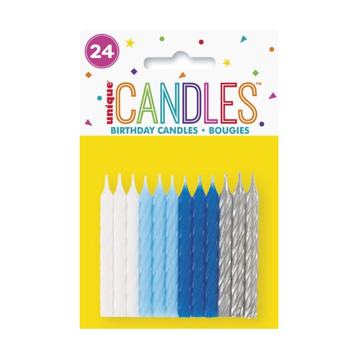 Blue White & Silver Spiral Candles