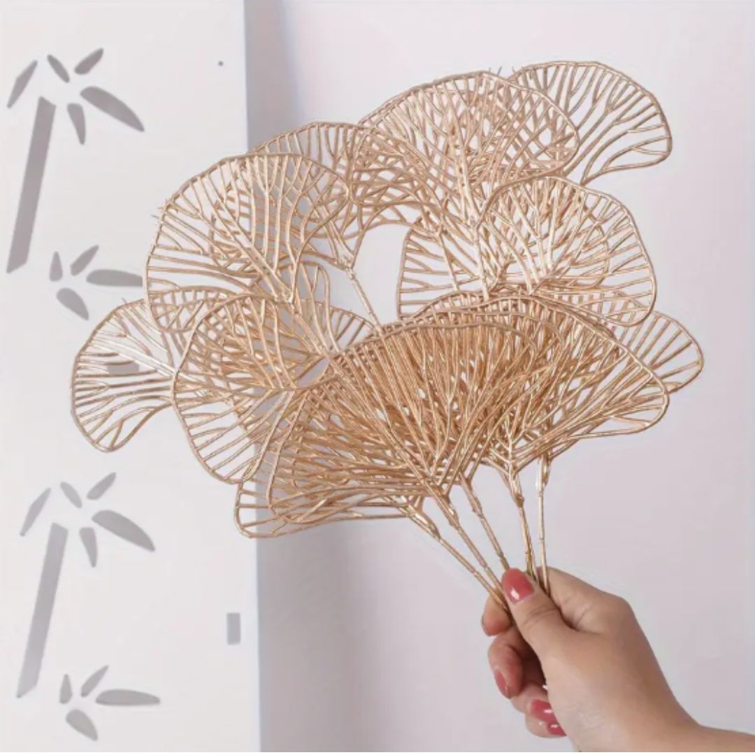 Decorative gold leaf fans