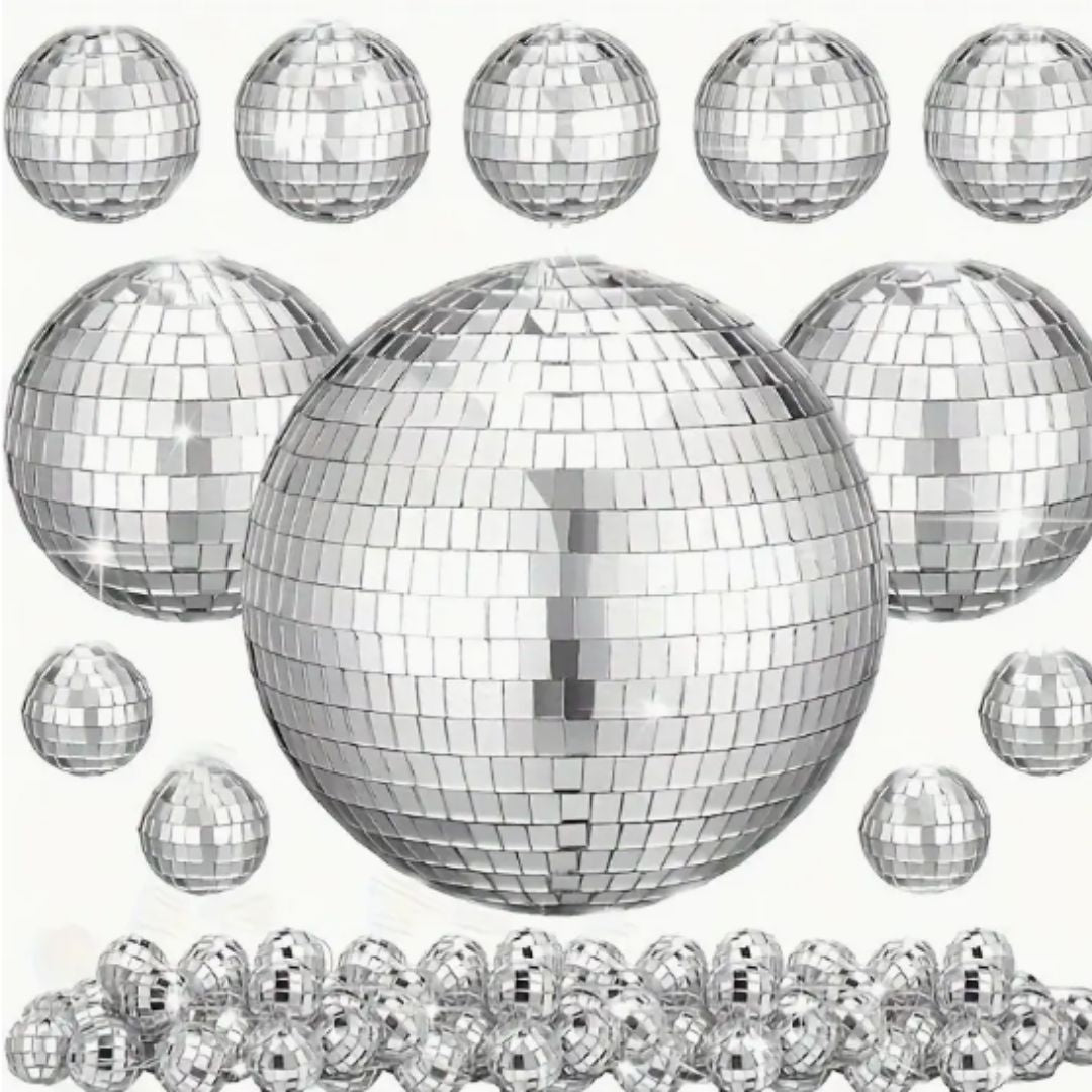 Silver Disco Ball Set 12