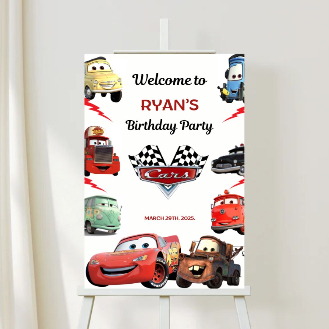 Racing Cars Birthday Party Welcome Sign