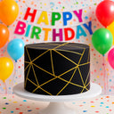 Black & Gold lines Edible Print Cake Wrap