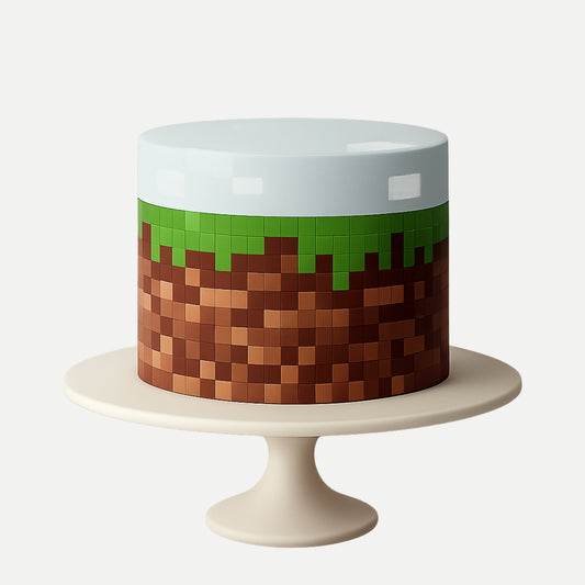 Gaming Pixelated Grass Edible Print Cake Wrap