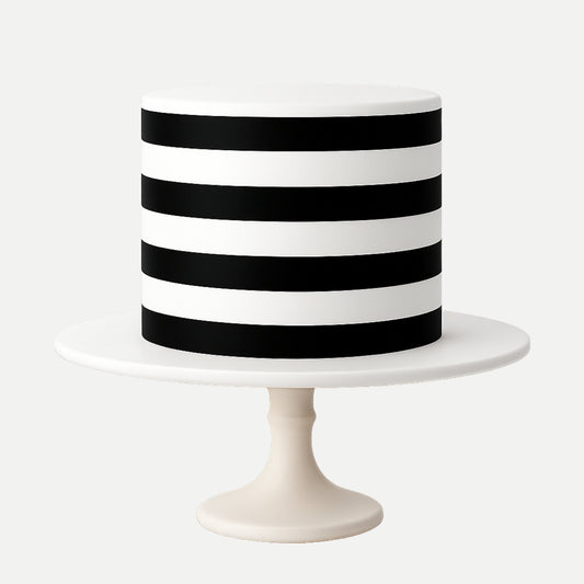 Black & White stripes Edible Print Cake Wrap