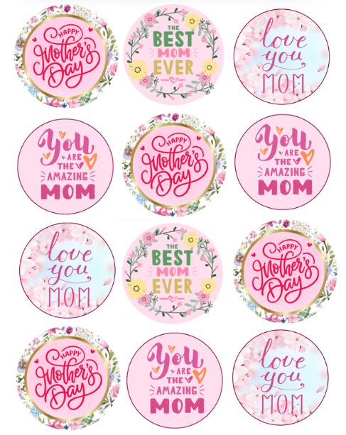 Mother's Day Cupcakes Icing Sheets