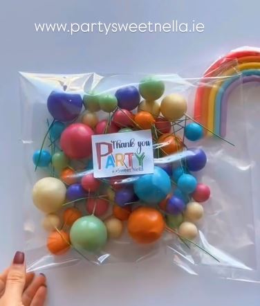 Tall Rainbow Cake Topper with Cake Balls