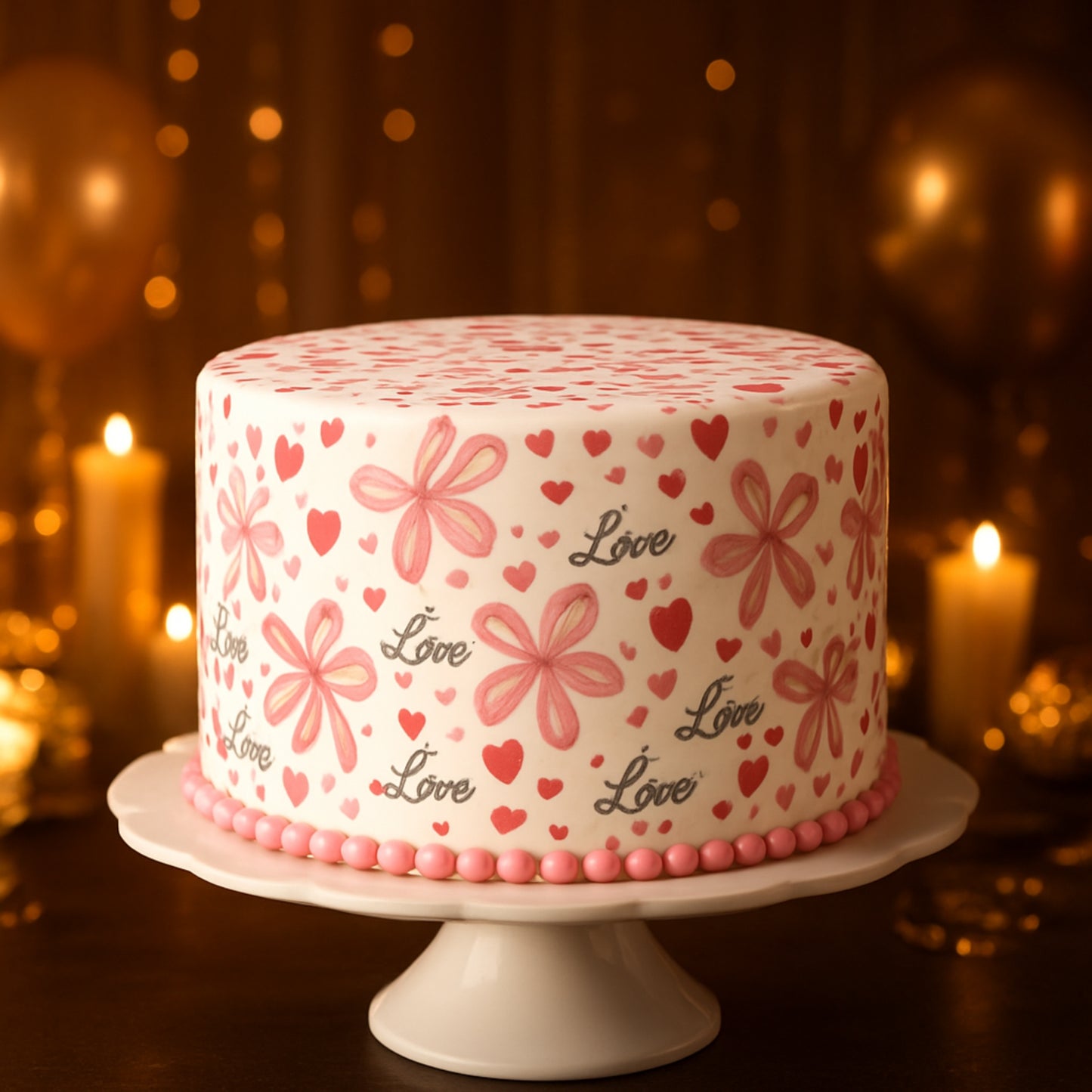 Love Valentines Print Edible Cake Wrap