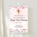 Pink Christening Day Welcome Sign