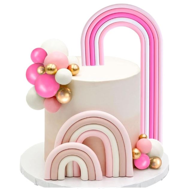Pink rainbow cake decoration