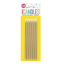 Tall Candles Metallic Gold 12pcs