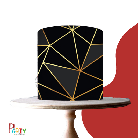 Black & Gold lines Edible Print Cake Wrap
