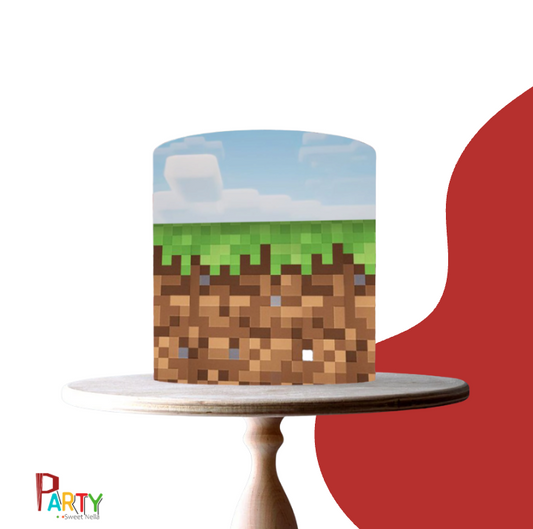 Gaming Pixelated Grass Edible Print Cake Wrap