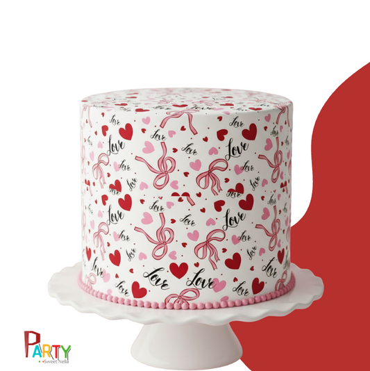 Love Valentines Print Edible Cake Wrap