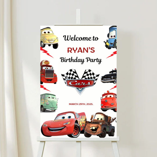 Racing Cars Birthday Party Welcome Sign